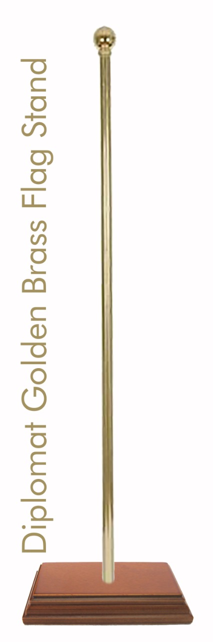 Diplomat Golden Brass Flag Stand