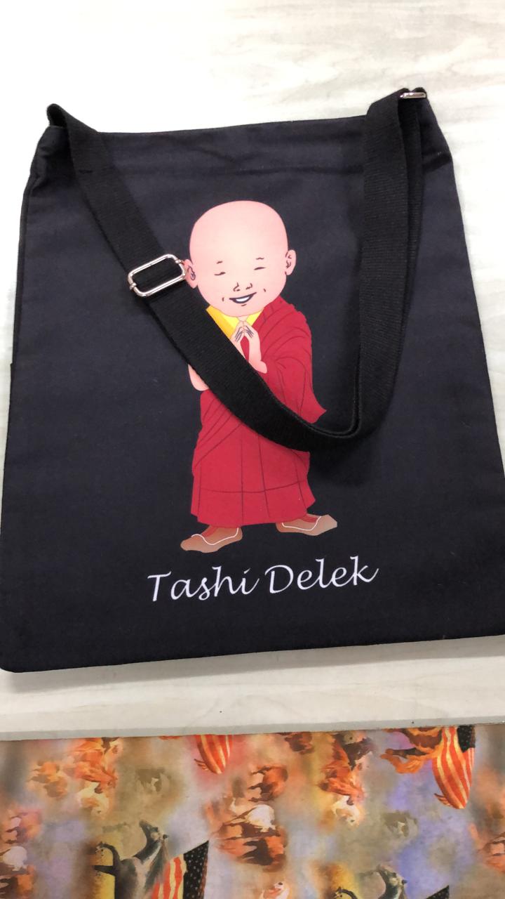 Jhola Bag with Embroidered Tibetan Ashtamangala Symbol | Exotic India Art