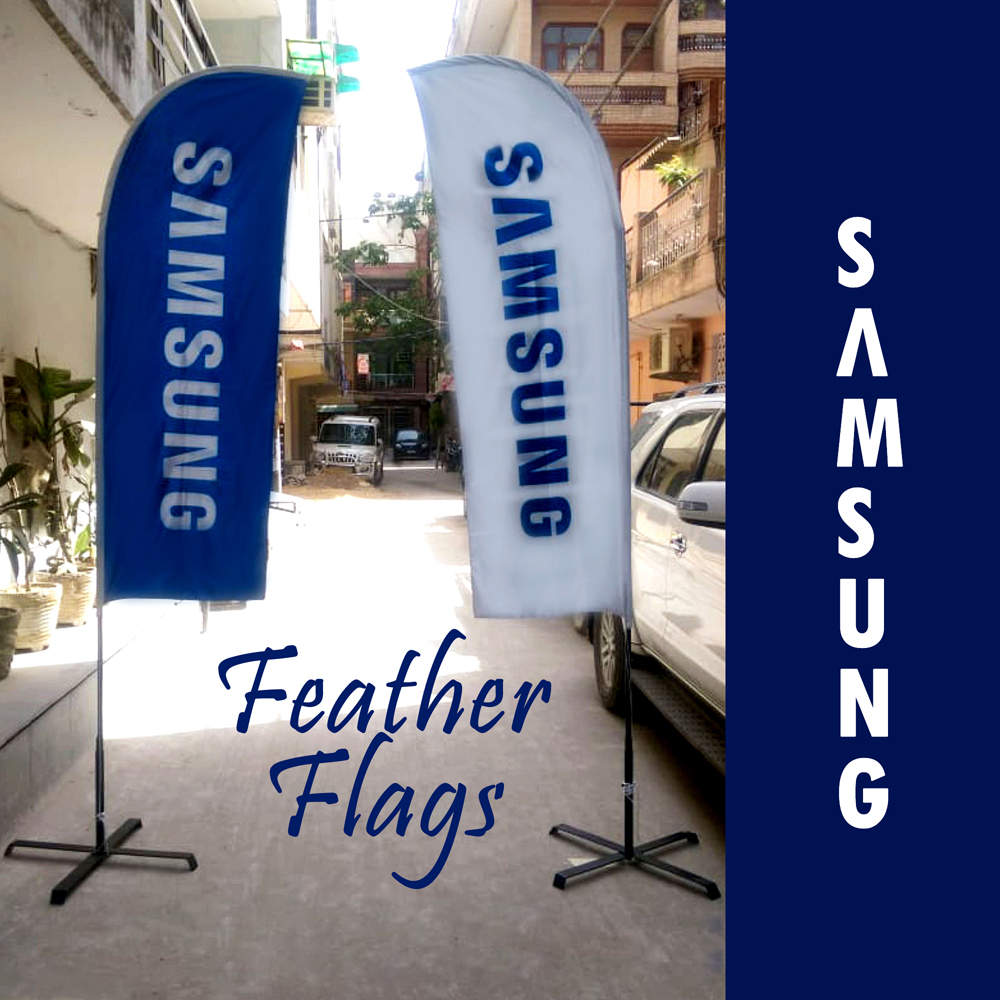 Samsung Blue And White Feather Flag