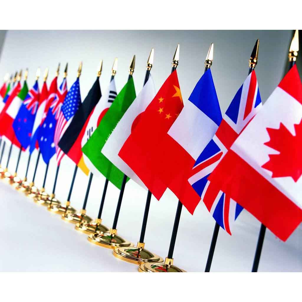 International World Country Desk Flags with Stands
