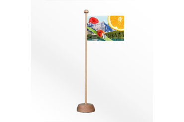 Small Table Flag With Wooden  Flagpole