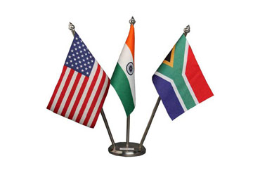 India, USA, South Africa Table Flag Stand With Stainless Steel Base And Pole